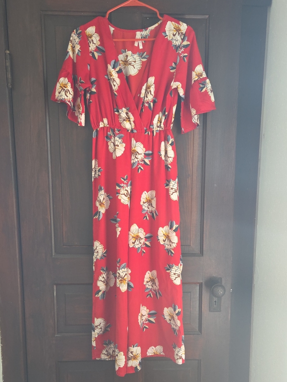 Red Floral Lightweight Pantsuit